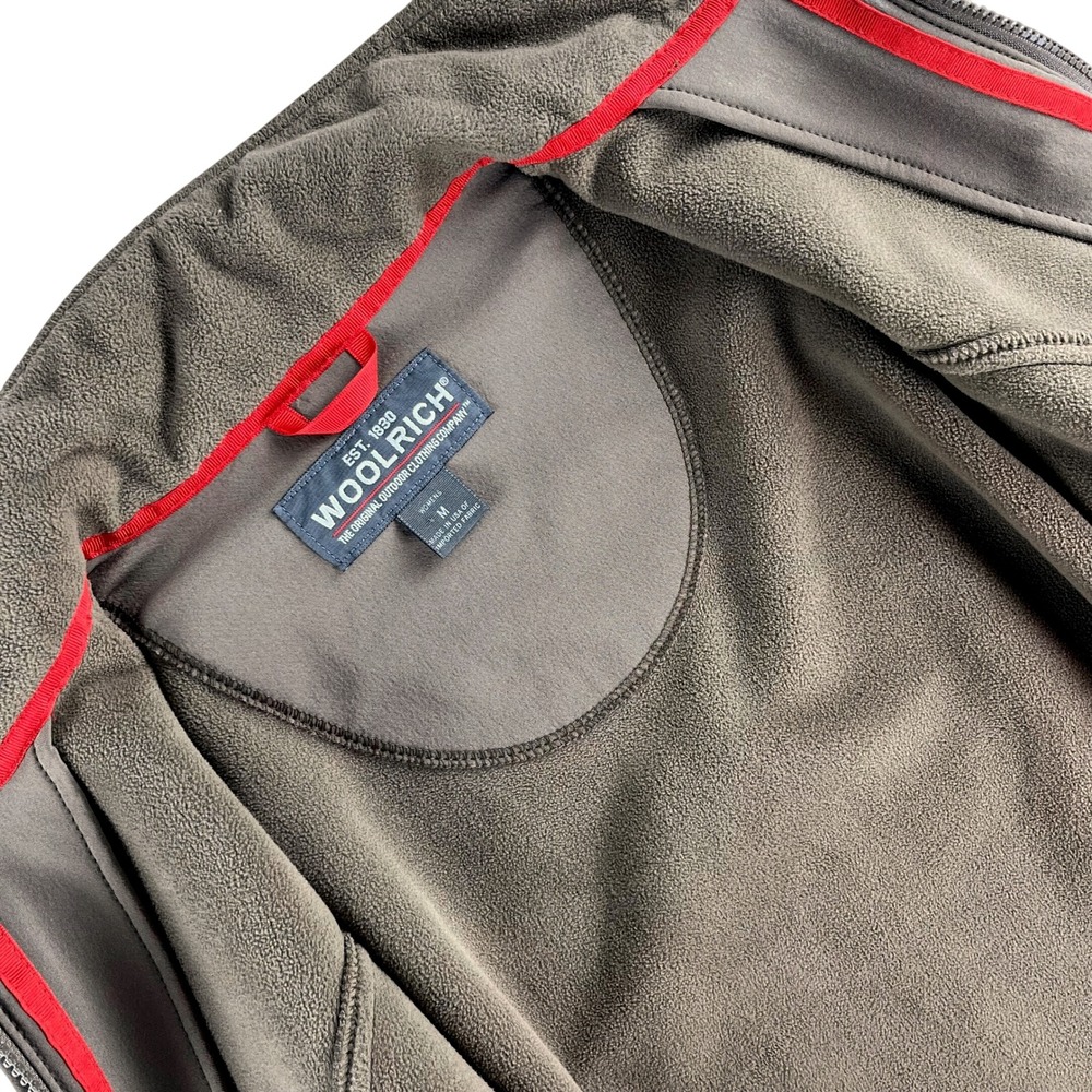 Woolrich Softshell Jacket Womens M Olive Green Full Zip Fleece Lined Outdoor